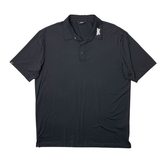 PXG Shirt Mens L Large Black Snap Button Polo Stretch Nylon Parsons Xtreme Golf - Picture 1 of 9
